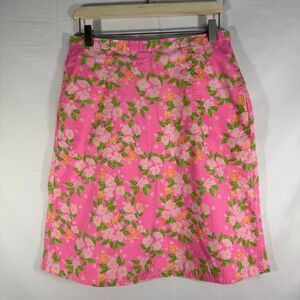 Floral Print Vintage Skirt Pink Green Flowers A-Line Casual Everyday Skirt‎